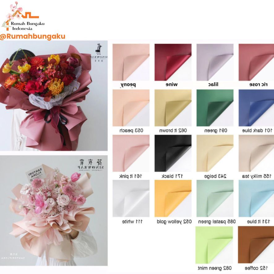 ( Lembaran ) CELLOPHANE FULL COLOR SOLID TEBAL POLOS Kertas Buket murah