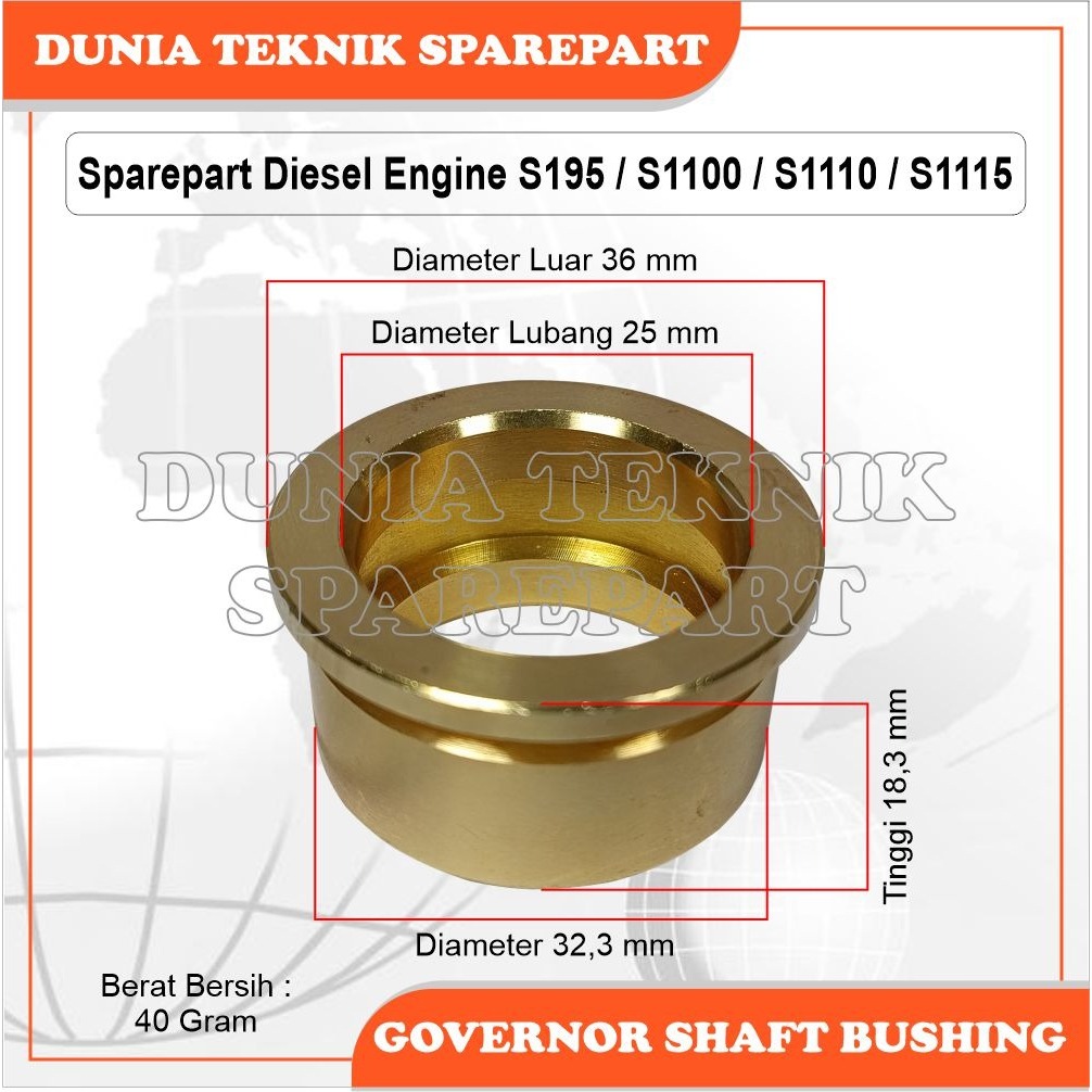 S195 S1100 S1110 S1115 GOVERNOR SHAFT BUSHING / BUSH GOVERNOR / BOS GUBERNUR MESIN DIESEL 12 PK - 24