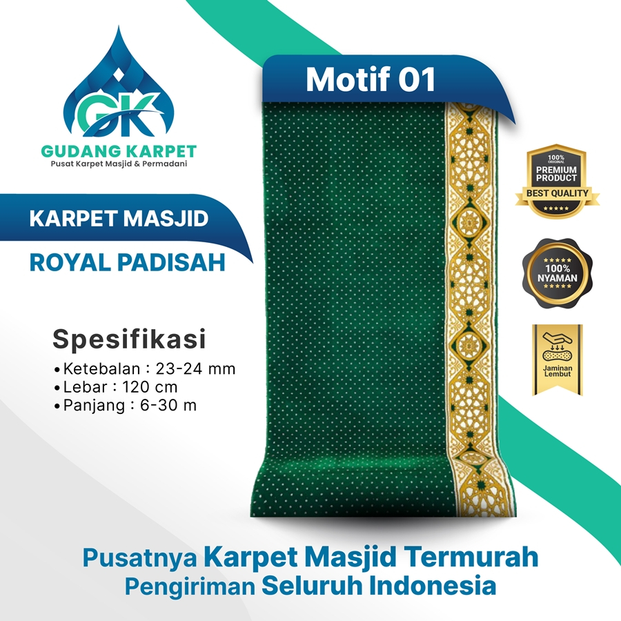 KARPET MASJID ROYAL PADISAH Ketebalan 24 mm bahan lembut dan empuk KARPET MASJID TURKI