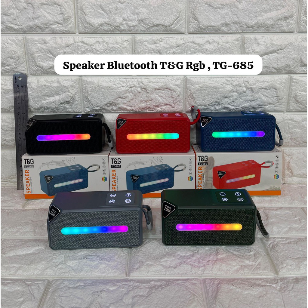 Speaker Bluetooth RGB LED T&G TG-685 Subwoofer Wireless Portable  Speker Blutut Music Box