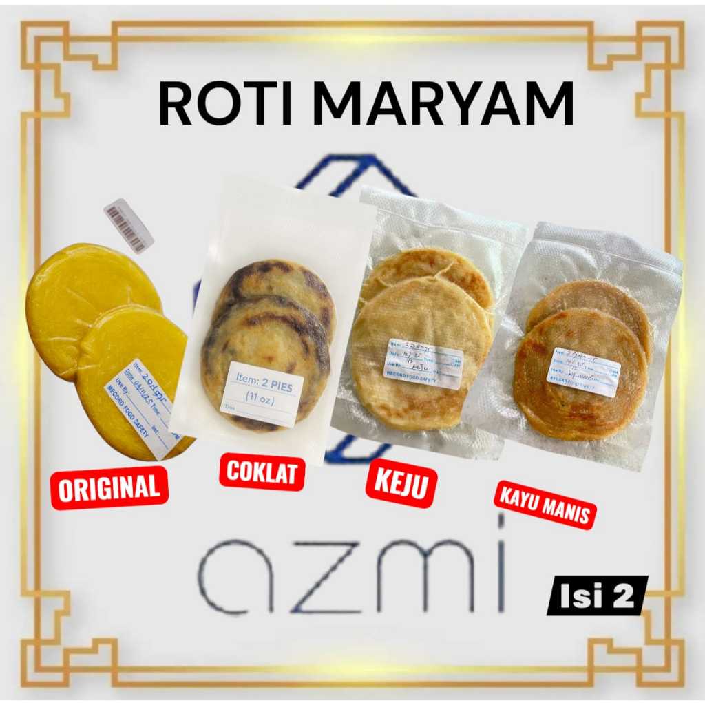 Roti Maryam Mini / Roti Canai / Roti Cane Frozen Rasa Original / Coklat / Keju / Kayu Manis 2 Pcs Mi