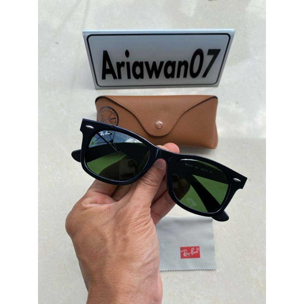 kacamata Ray-ban wayfarer square glosy kaca hijau sz 52
