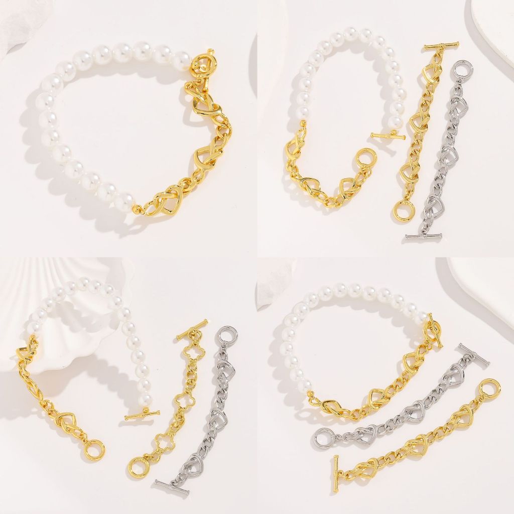 Kaitan Tembaga Lapis Emas 18K, Kaitan Kalung, Kaitan kalung Mutiara, Aksesoris Kalung Mutiara