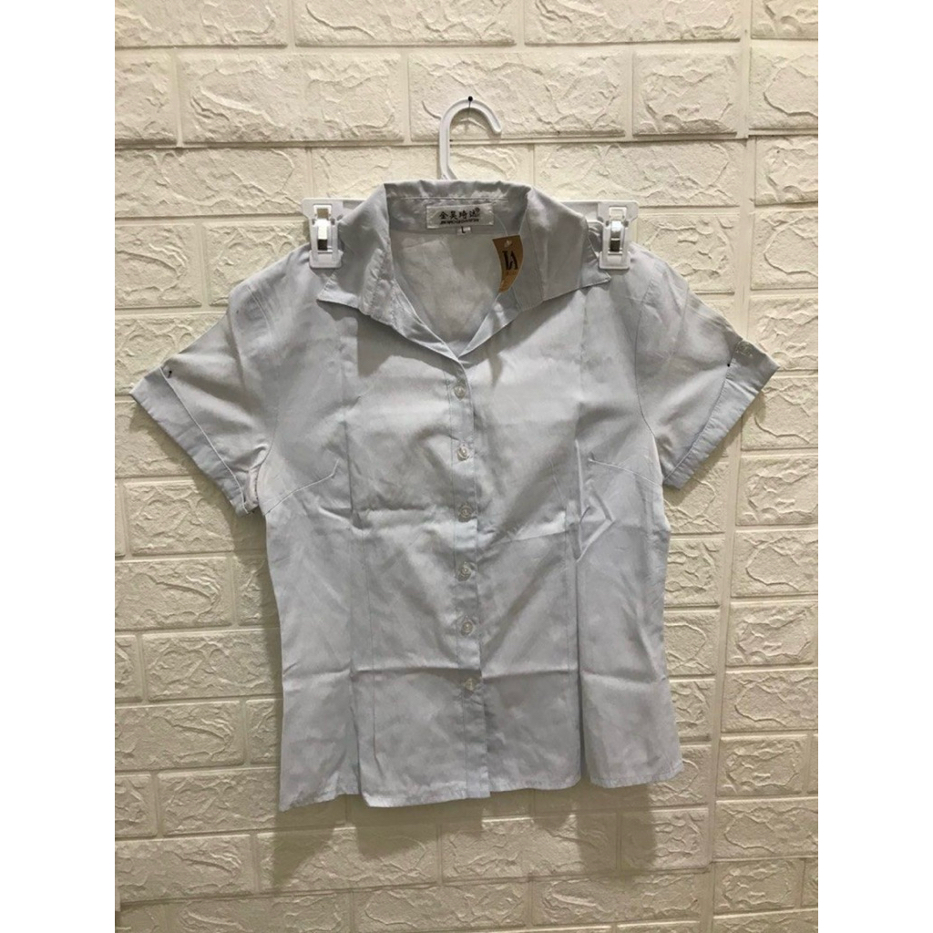 Kemeja Soft Blue Lengan Pendek Wanita