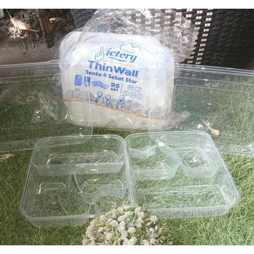 (Bijian) Thinwall Sekat 4 Bento Bintang/Kotak Makan Sekat 4/Thinwall Sekat 4 Bintang