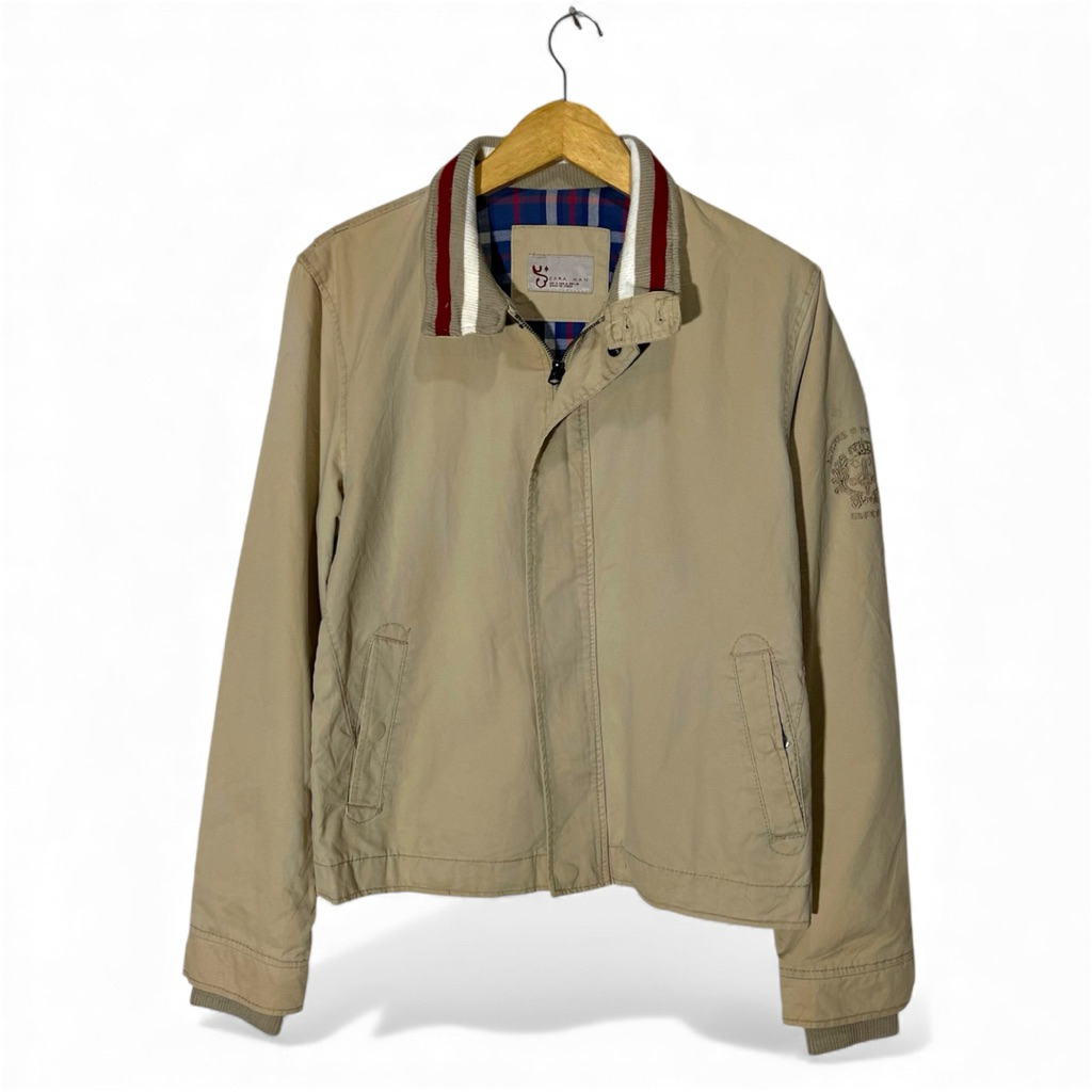 Zara Work Jacket Harrington Khaki Canvas Authentic Original