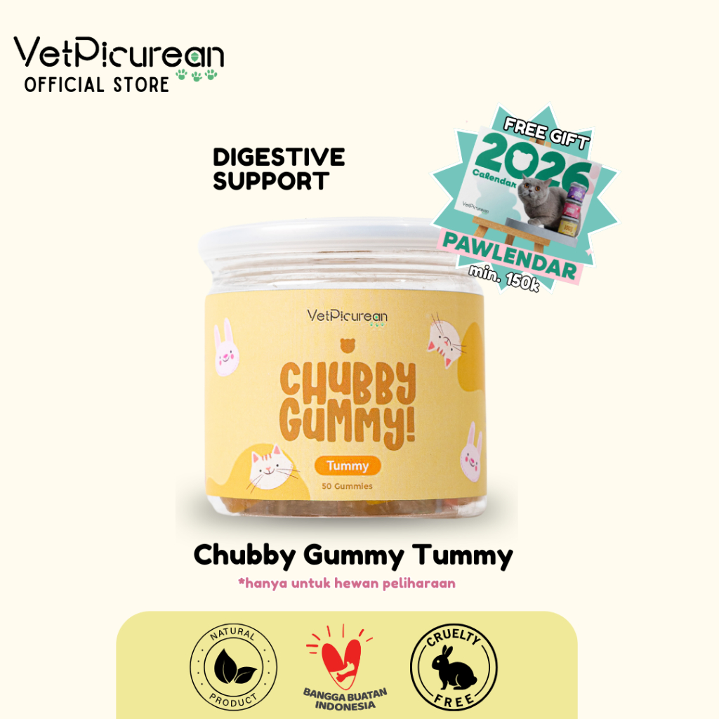 Vetpicurean Chubby Gummy Tummy Vitamin Anjing Kucing Untuk Diare Muntah - Superfood Pencernaan