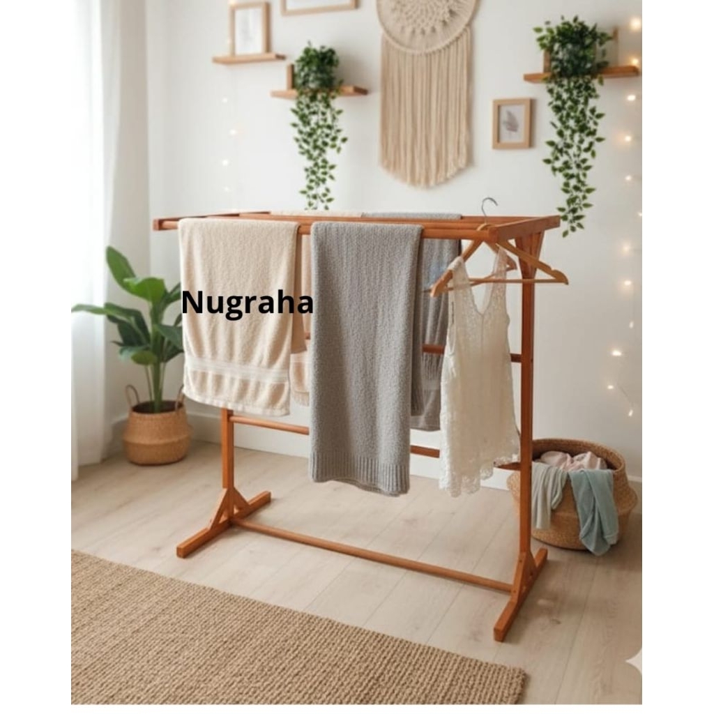 Rak Jemuran Handuk Rak Kayu Gantungan Handuk/Rak Kayu BerdiriJemuran Gantungan Handuk Baju Rak Gantu