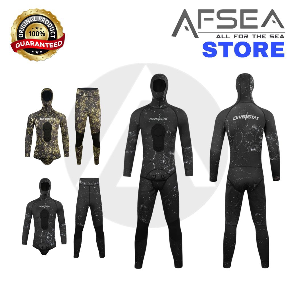 Wetsuit DIVESTAR 1.5mm Neoprene Camouflage Flat Lock For Spearfishing Freediving