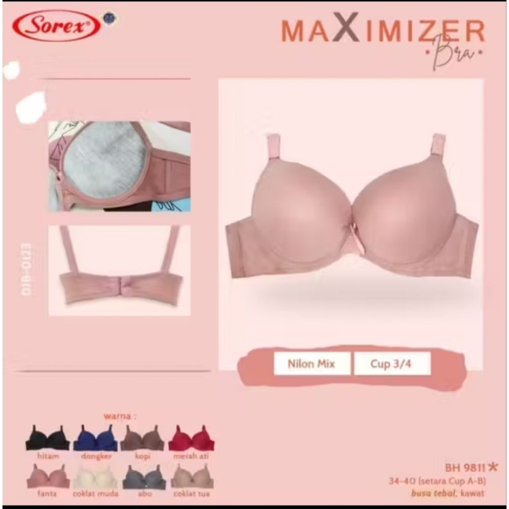 SOREX-BRA SOREX BUSA TEBAL BERKAWAT/PUSH UP BRA SOREX BERKAWAT BUSA TEBAL MAXIMER/SIZE 34-40 CUP 3/4