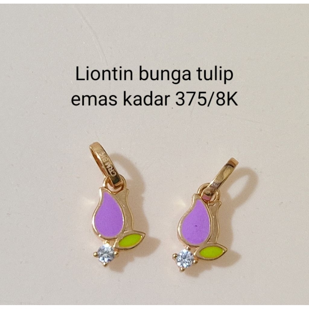 Liontin emas bunga tulip kadar 375/8K (0.63gram)