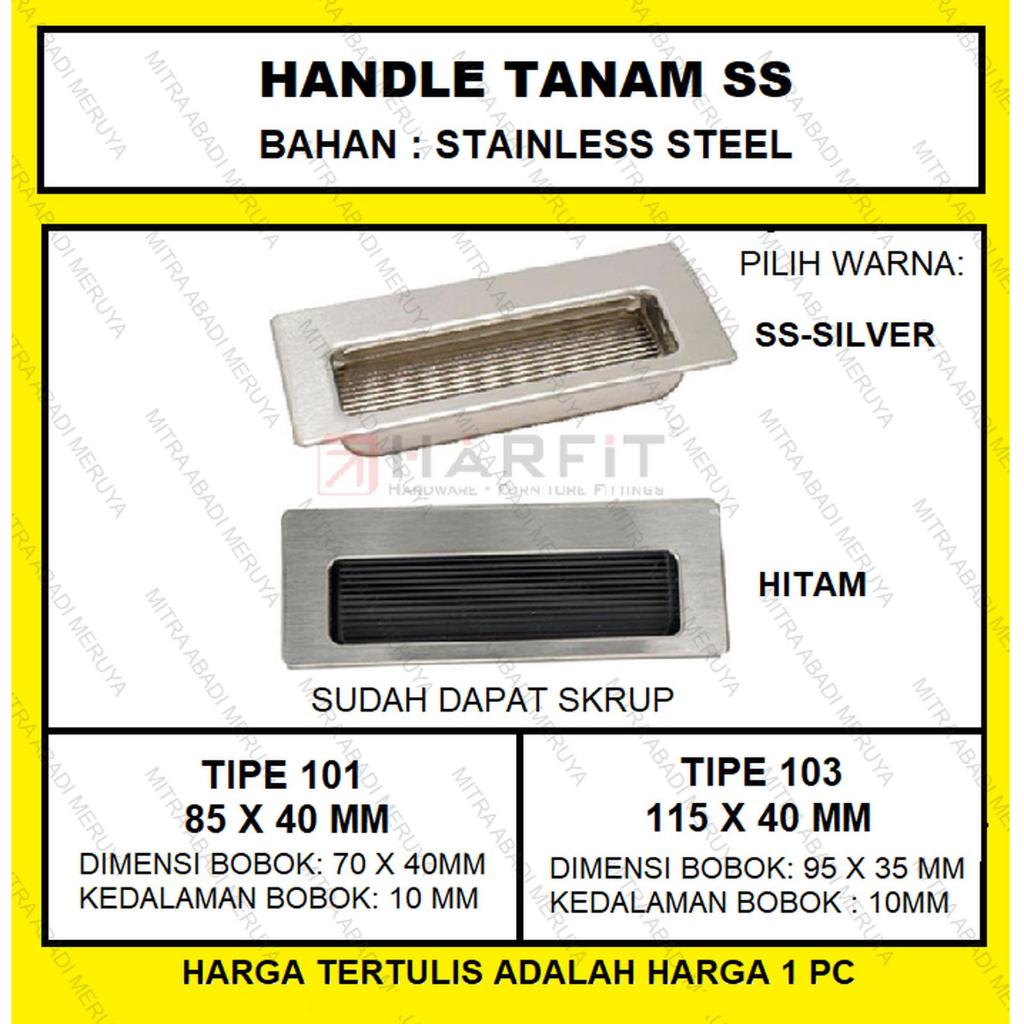 Handle Tanam Tarikan Lemari Silver Hitam Kotak Aluminium