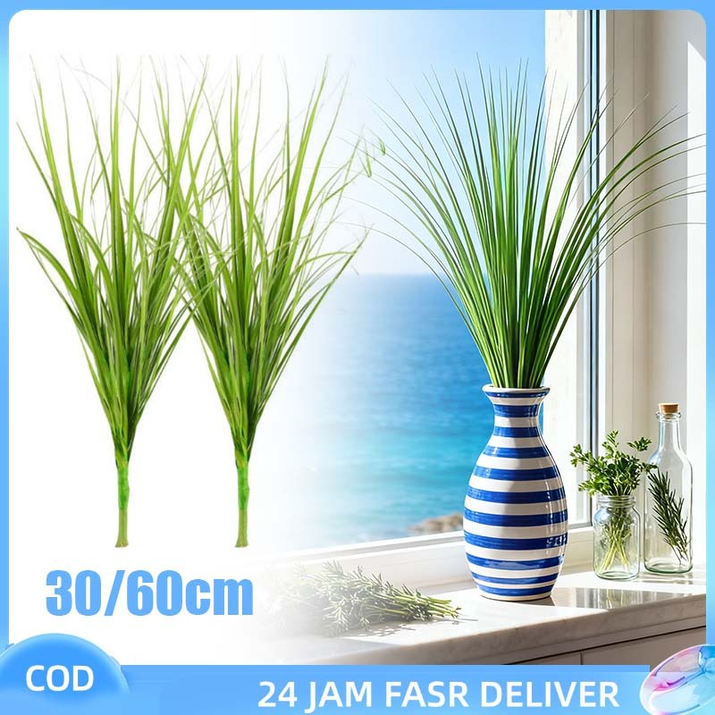10pcs  Daun Rumput Plastik Rumput Ilalang Plastik 30/60cm Ketahanan Terhadap Suhu Rendah Daun Rumput