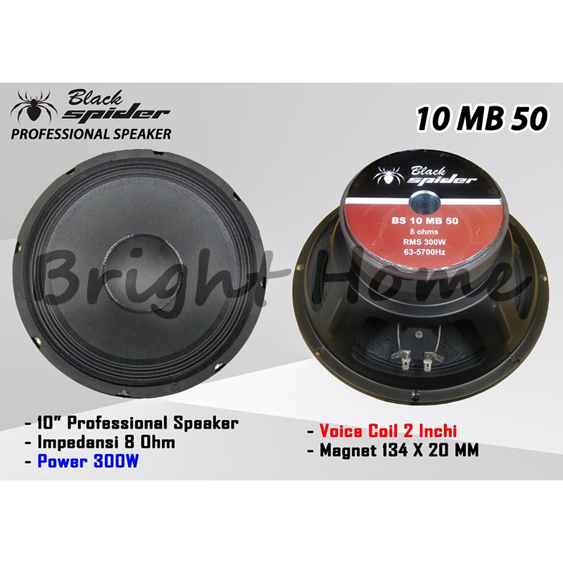 BLACK SPIDER 10 MB 50 BLACKSPIDER 10MB50 Woofer Speaker Komponen 10 Inch