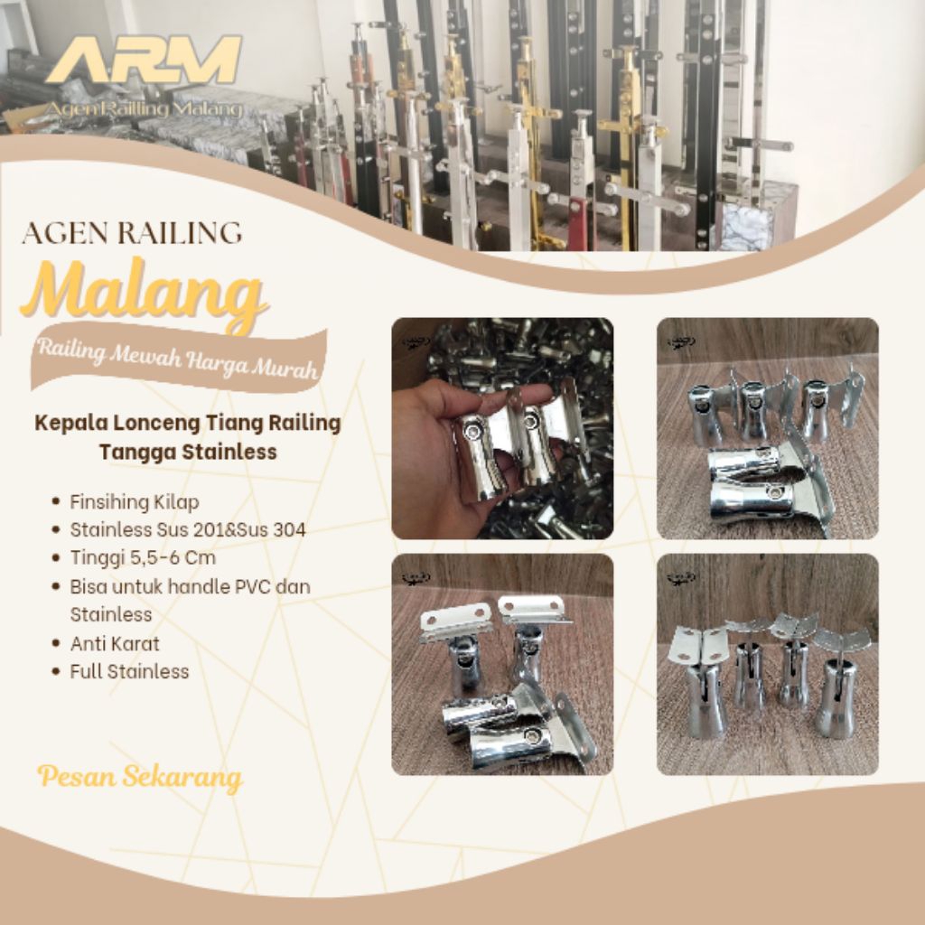 Kepala Lonceng Tiang Railing Tangga Sus 201&Sus 304/aksesoris railing tangga murah