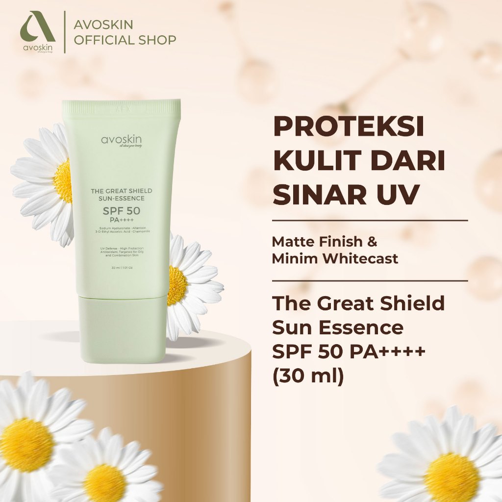 Sunscreen Avoskin The Great Shield SPF 50 PA++++ 30ml-Kulit Berminyak Finish Matte