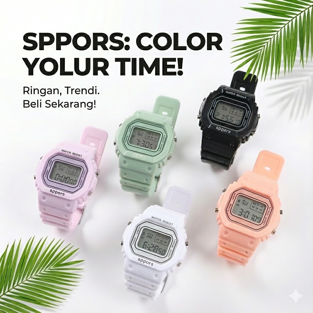 Jam Tangan Wanita Jam tangan Cewek Fashion Korea Style Digital Sport (kotak)