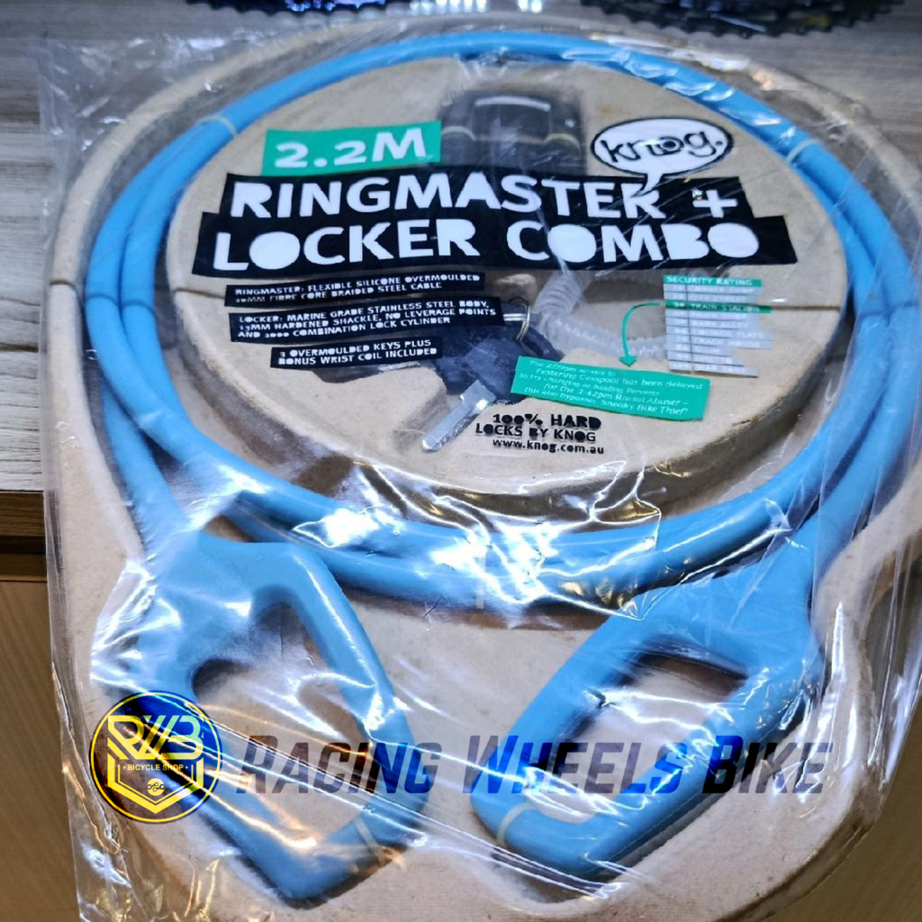 Knog Kunci Gembok Sepeda /Motor Ringmaster + Locker Combo 2.2m Blue