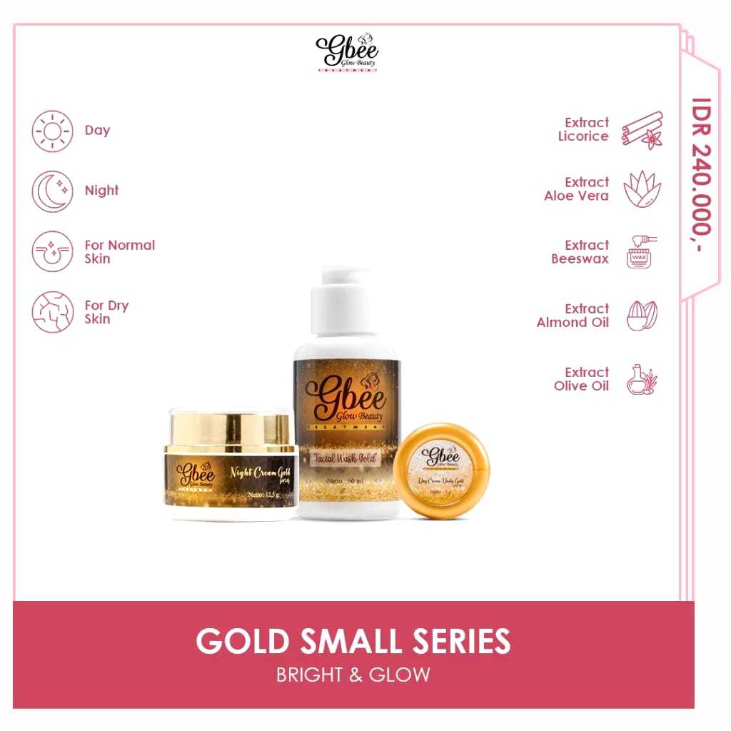 Gbee Glow Beauty Paket Kinclong Gold Small / Paket Skincare Kinclong Gold