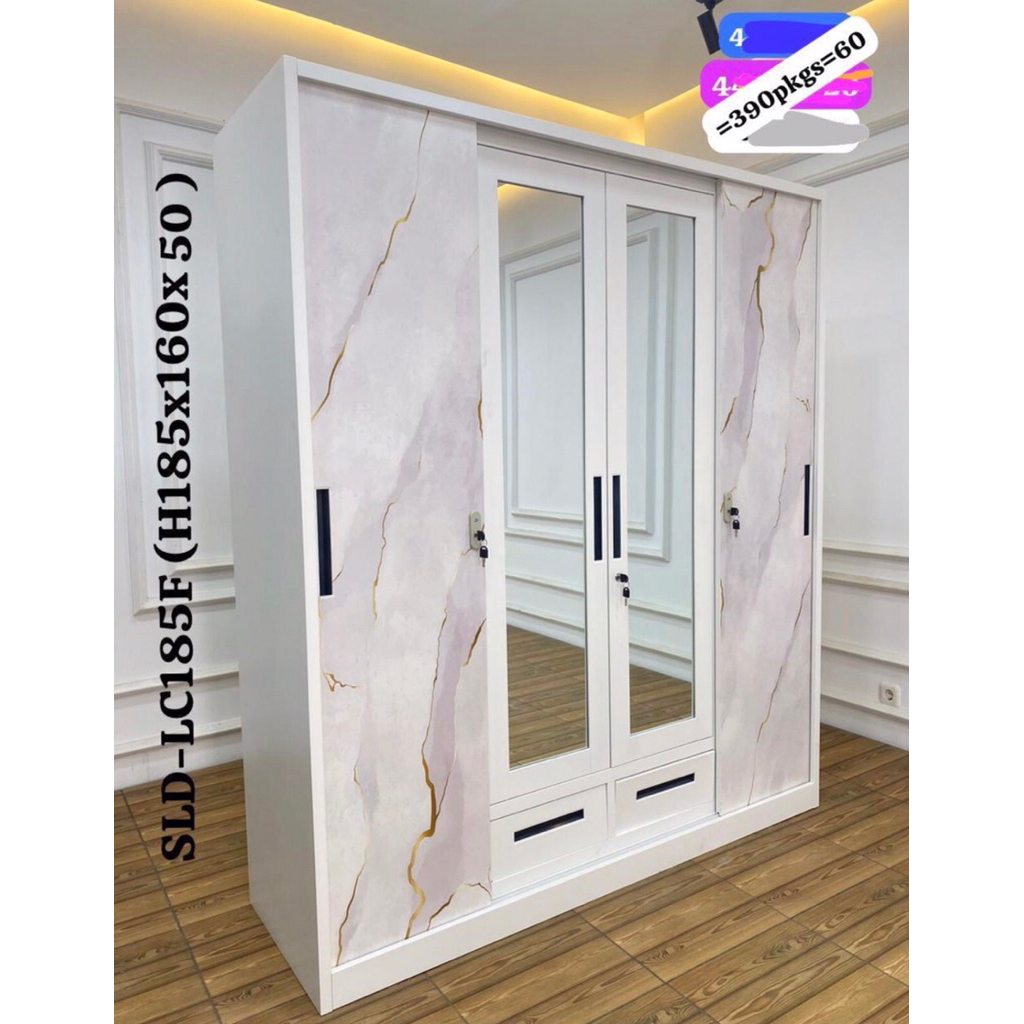 lemari plat besi sleding 4 pintu