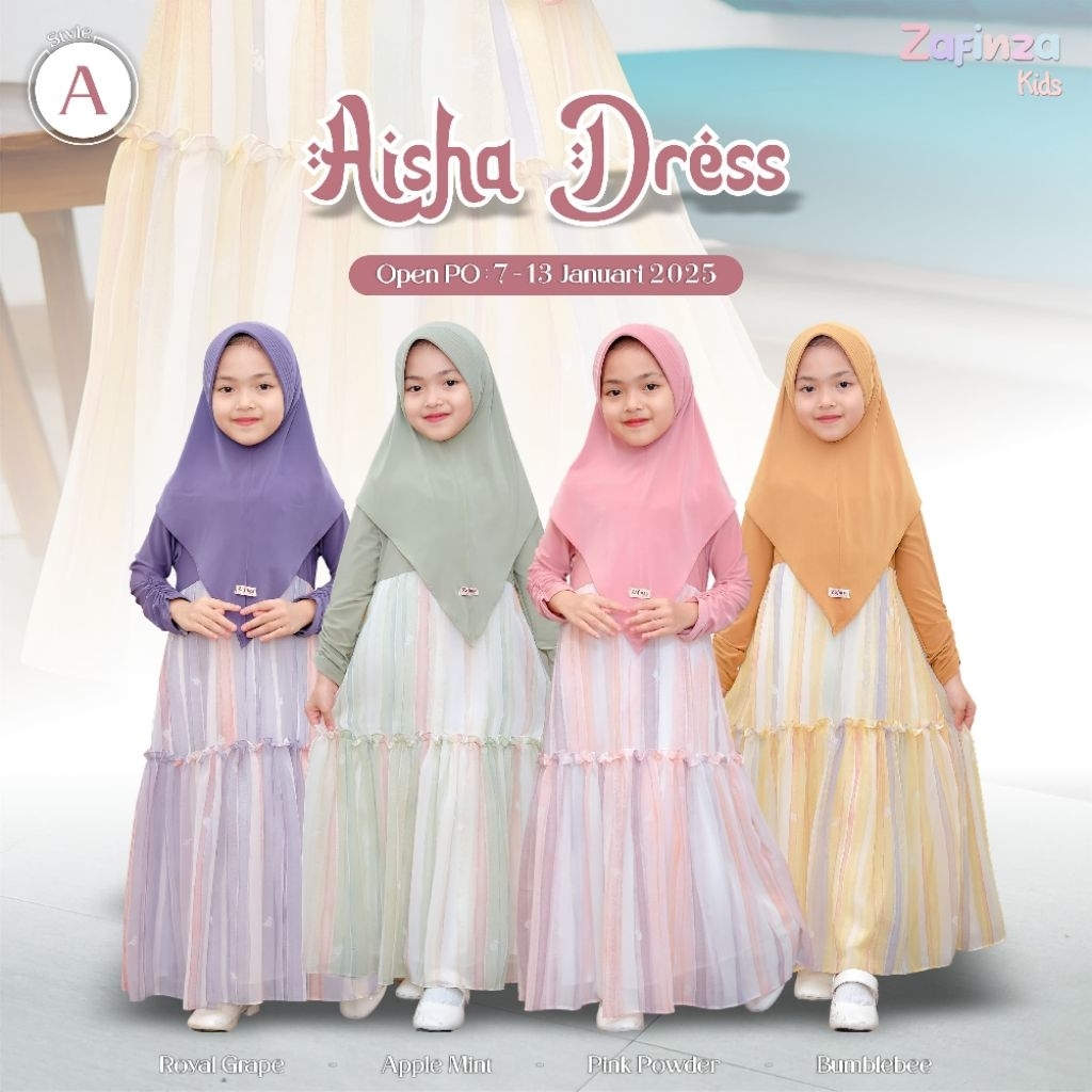 Gamis Aisha Dress style A By.Zafinza Ready stok Ausy Baby Kids