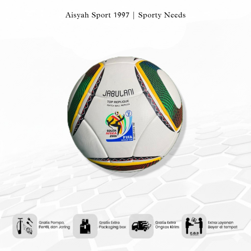 Bola Sepak Jabulani 2010 Original ADIDAS Press Mesin Bonus Pompa Pentil dan Jaring