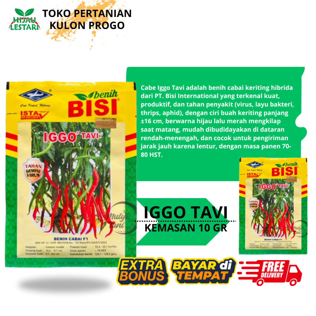 IGGO TAVI 10gram - Benih bibit biji sayuran cabai cabe keriting Unggul taham virus