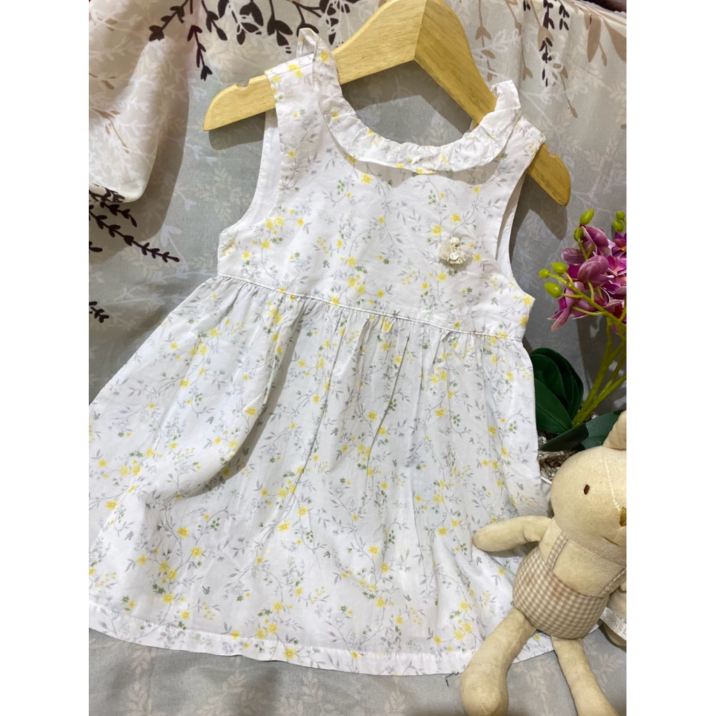 dress anak bunga soft yellow -agabang- tag 100