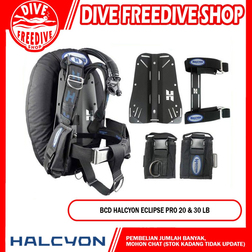 10.125.030 BCD Halcyon Eclipse Pro 30lb 20lb Backplate Carbon Fiber BC Dount Technical Wing Bladder 