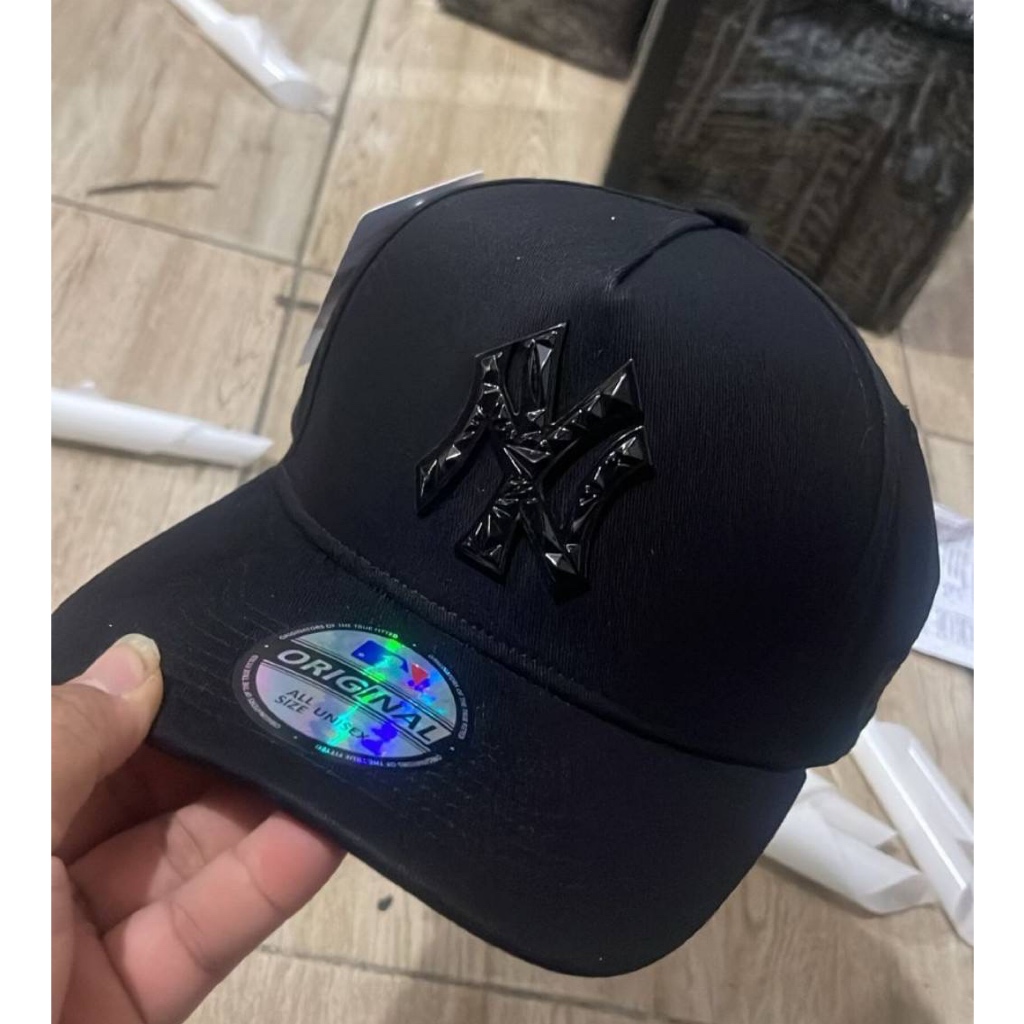 TOPI BASEBALL MLB NY DIAMOND BLACK LOGO ORIGINAL BLACK CAPS / TOPI PRIA WANITA / TOPI FULL SET