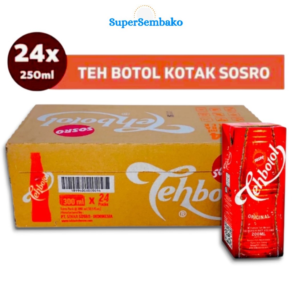 Minuman Teh Botol Sosro Original 250ml 1 Dus Karton Krat Isi 24 Pcs Kotak Grosir Murah Instant Depok