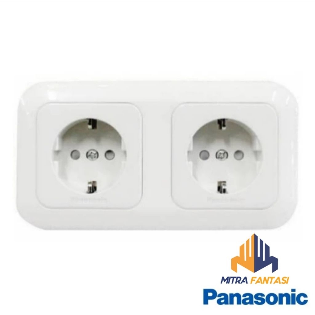 PANASONIC Stop Kontak 2 Lubang CP Wide Series WEJP11222-7 Stopkontak Double 2Lbg Inbow Terminal Colo