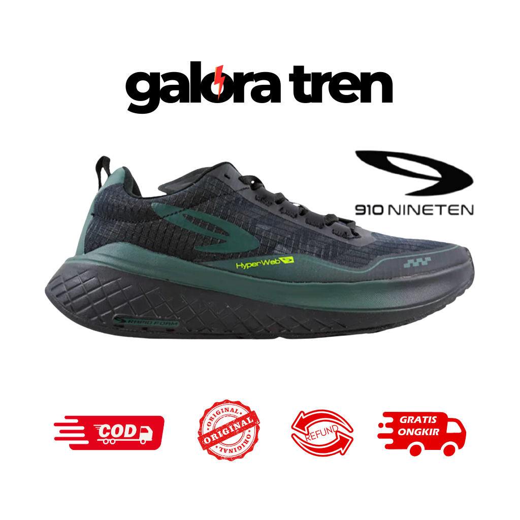 ULTRA EKIDEN 1.0 HIJAU TUA HIJAU NEON/SEPATU LARI ULTRA EKIDEN 910 NINETEN
