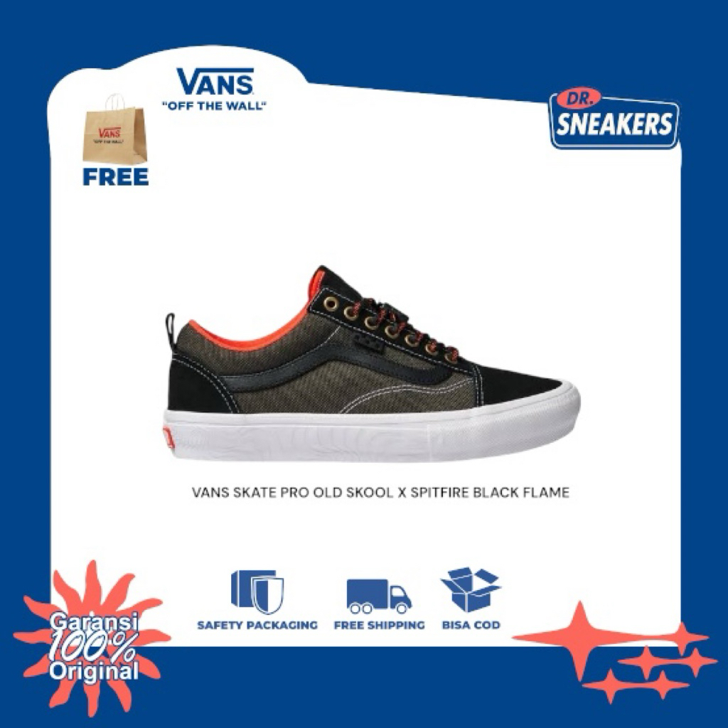 VANS SKATE PRO OLD SKOOL X SPITFIRE BLACK FLAME