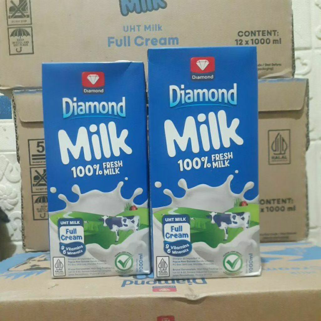 SUSU UHT DIAMOND 1 LITER (KARTONAN) 1 DUS ISI 12 PCS