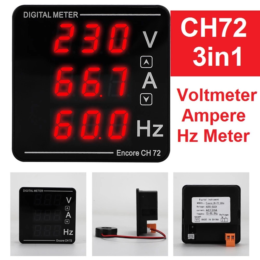 Multimeter Digital CH-72 3 in 1 untuk Pengukuran Tegangan, Arus, dan Frekuensi