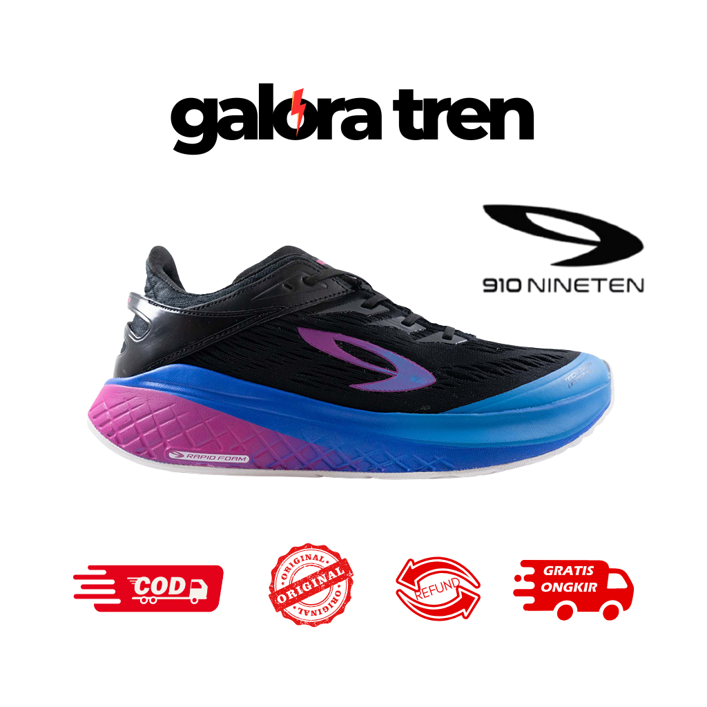 910 KANZAKI 1.0 HITAM PINK UNGU - Sepatu Lari / Kanzaki 1.0 Hitam/Pink/Ungu/Biru 910 Nineten