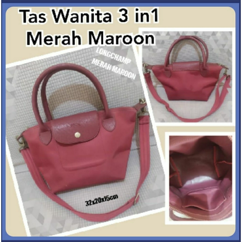 Tas Wanita 3in1 Merah Maroon Style