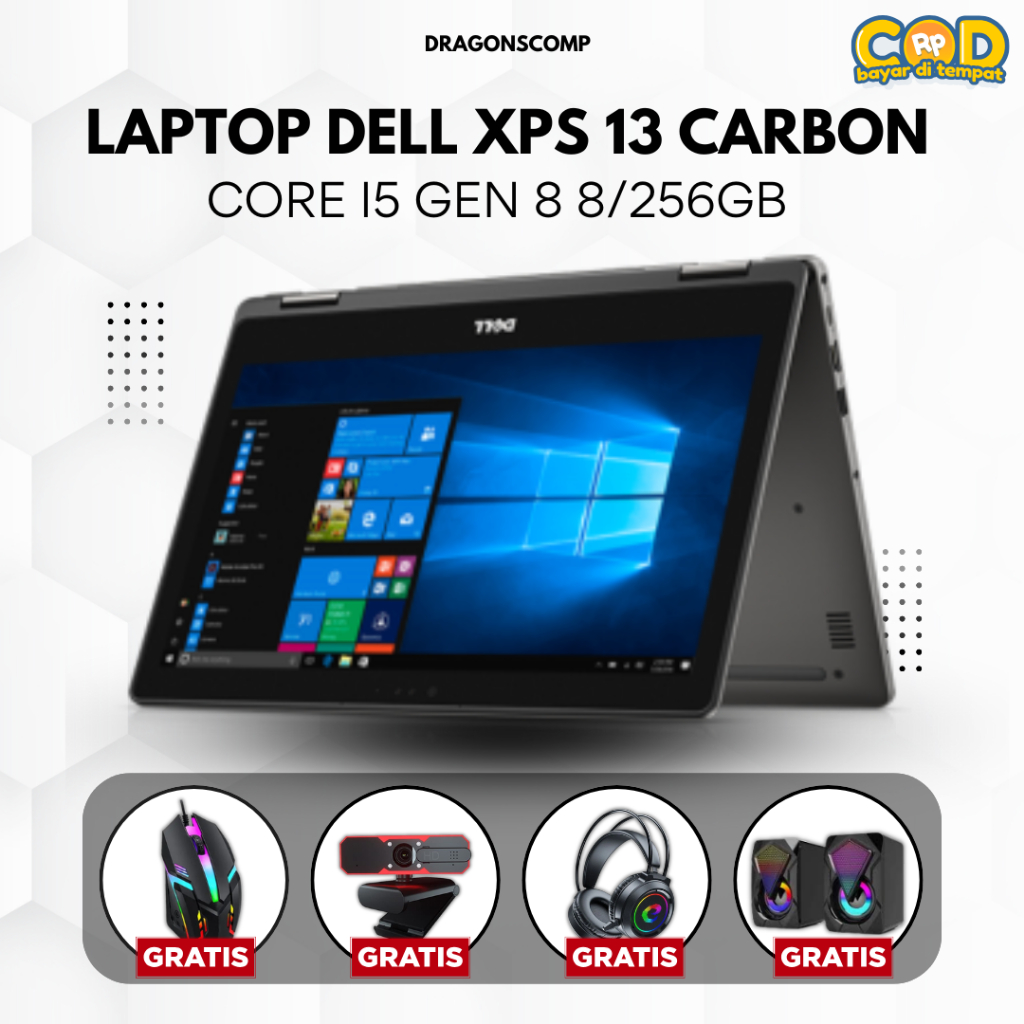 Laptop Dell XPS 13 9356 Carbon Fiber Core i5 Gen 8 Ram 8/256GB - Laptop Murah Bergaransi