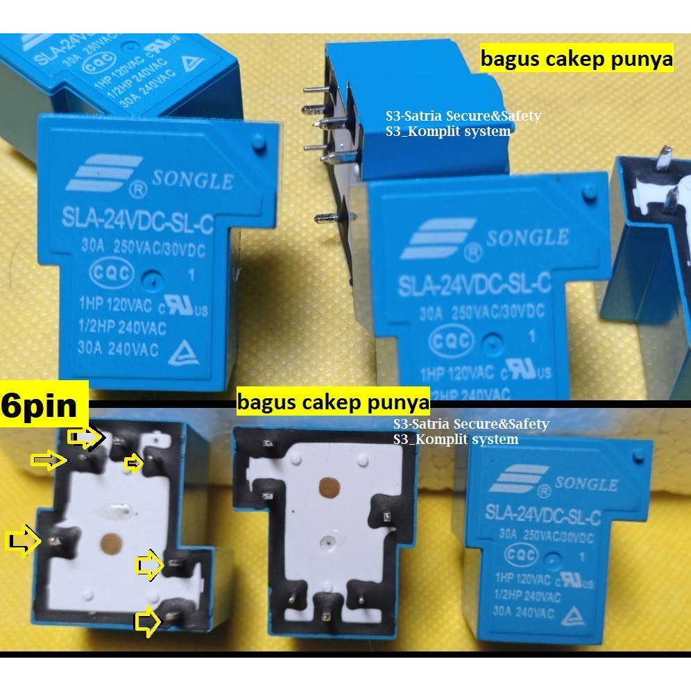 SLA-24VDC-SL-C  6pin 24V 24Volt  6kaki 6P relay SLA 24VDC SLC 30A relay 6 pin kaki SLA24VDC SL C