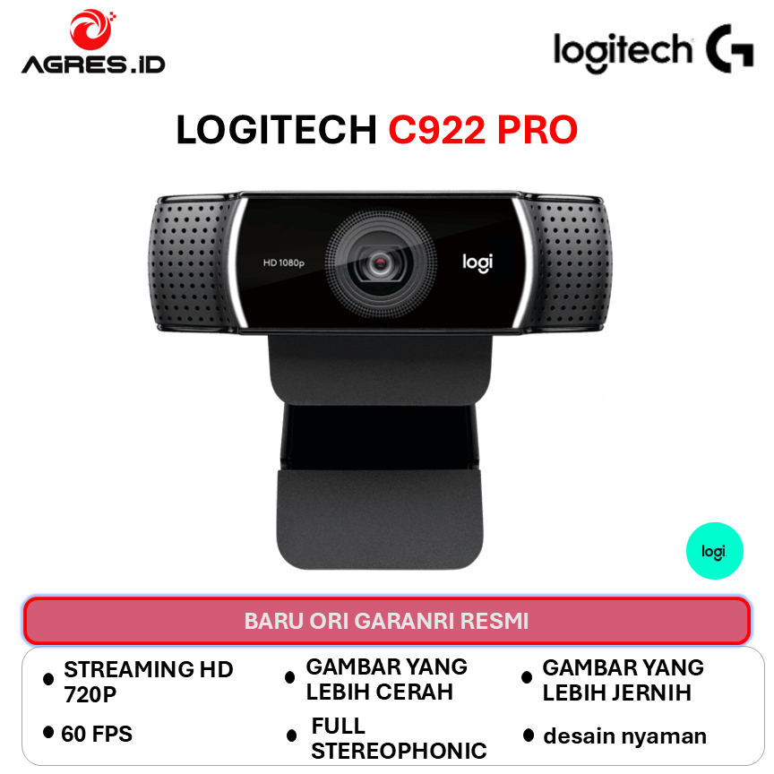 LOGITECH C922 WEBCAM PRO STREAMING FULL HD 1080P + TRIPOD