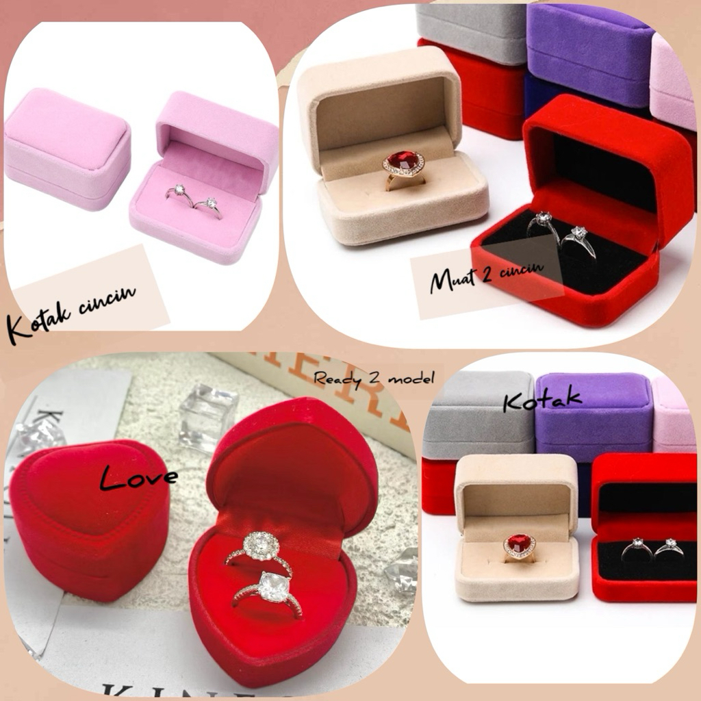 Kotak cincin anting Muat 2 cincin Box cincin tunangan