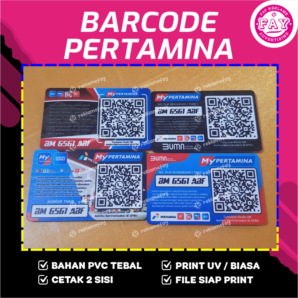 ID CARD, QR PERTAMINA, BARCODE PERTAMINA, MEMBER CARD , MURAH, FAY REKLAME