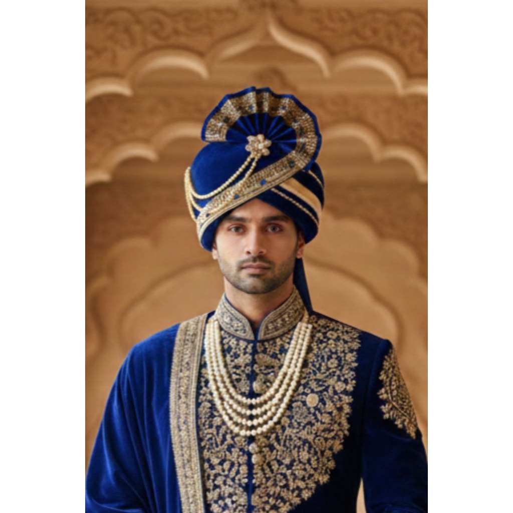 Topi india Anak Bahan Bludru Warna BIRU ELEKTRIK