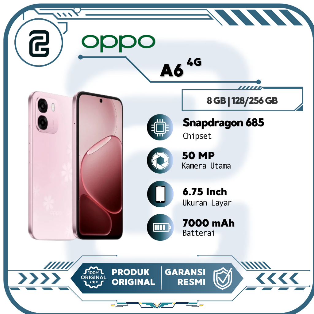 OPPO A6 4G 6/128GB 6/256Snapdragon 685 120Hz Baterai 7000mAh Hp Murah Garansi Resmi