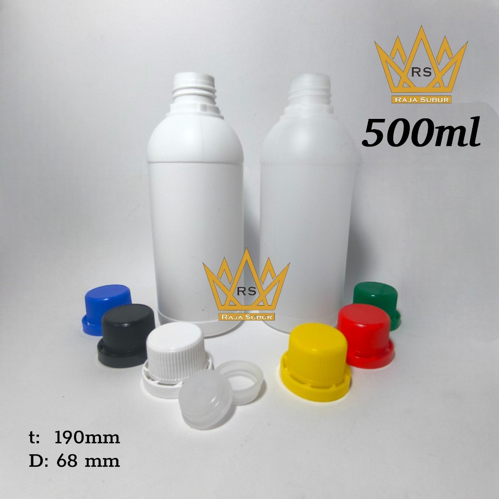 Botol LABOR 500 ml agro Pert 500ml Plastik HDPE kimia pupuk Bulet cc putih bening