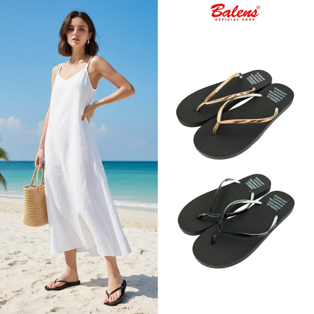 BALENS Sendal Jepit Tali Gold Bahan Jelly Wanita Teplek Import Fashion 1688