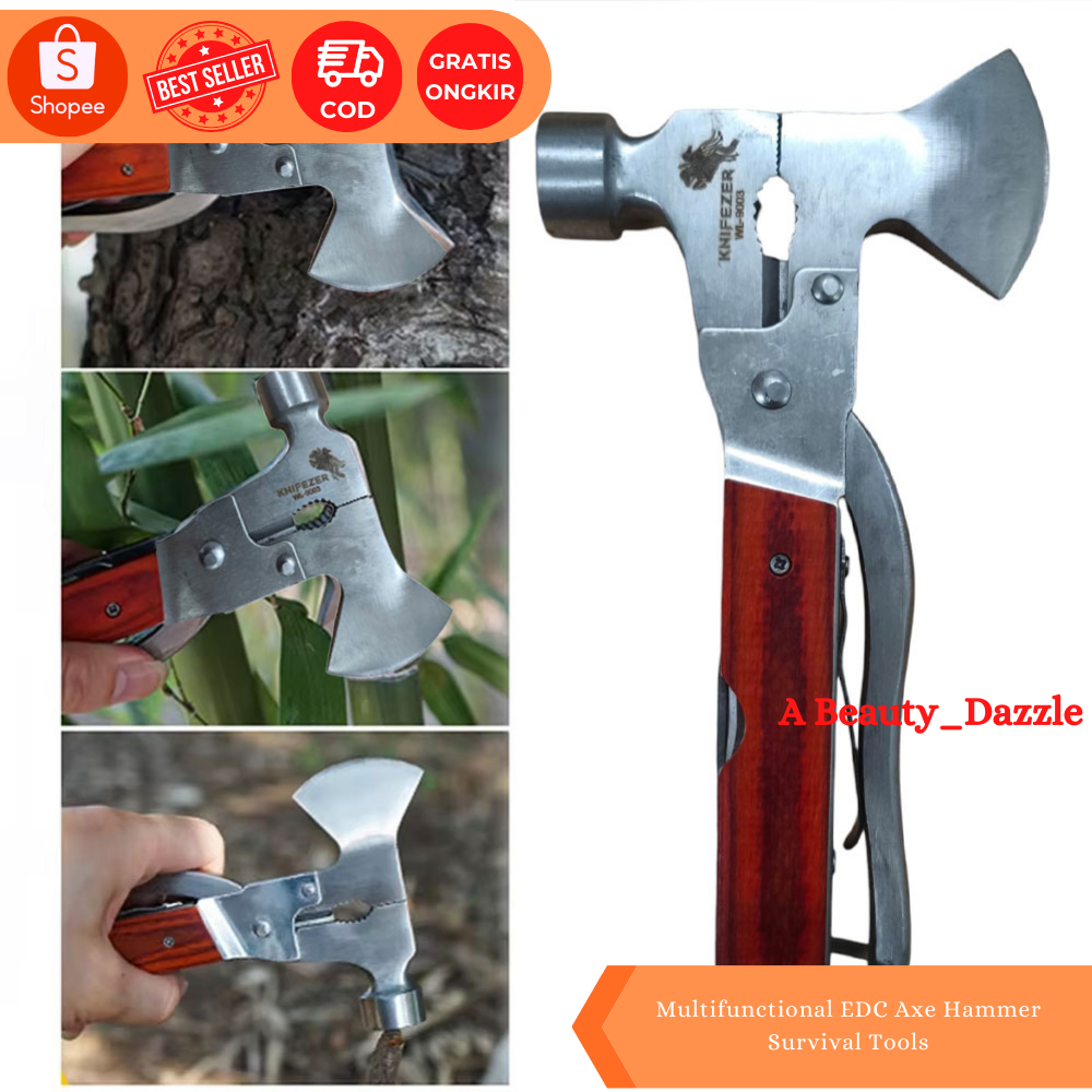 Multifunctional EDC Axe Hammer Survival Tools Peralatan Serbaguna Kapak Palu EDC