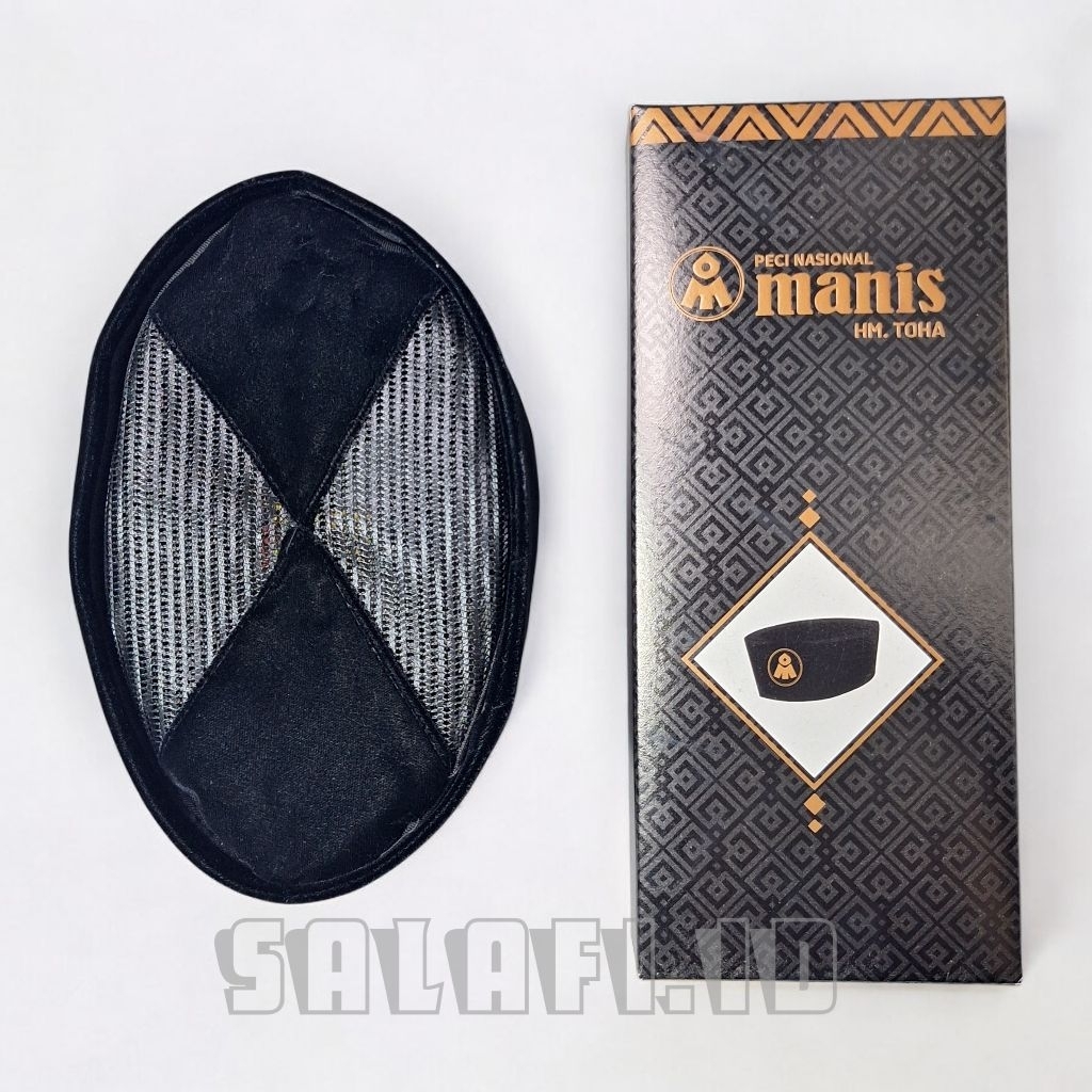 Manis AC Silang Peci Songkok Hitam Motif Polos ASI Kopiah Nasional Tanpa Kertas