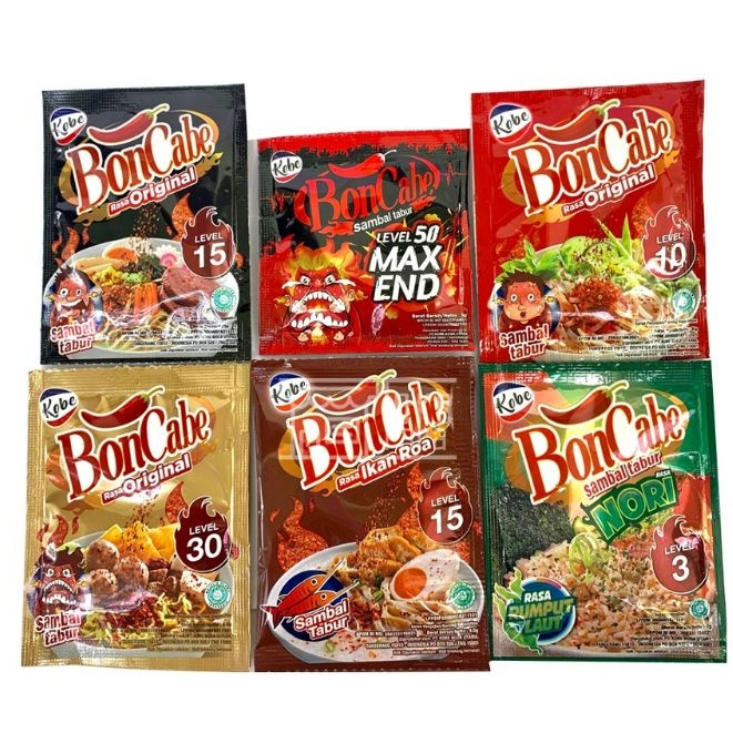 BonCabe Sachet Sambal Tabur Pedas 100% Cabe Asli (1 RENTENG ISI 12 ) / Kobe / BON CABE